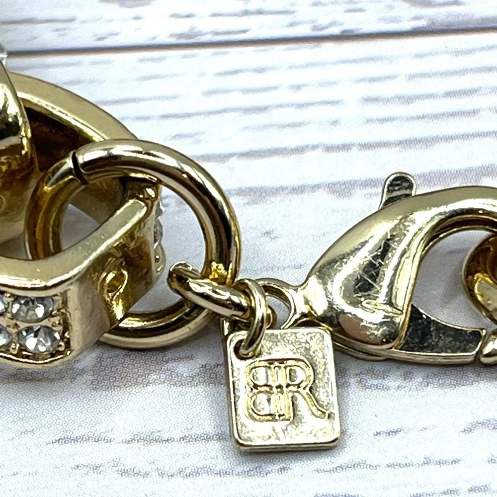 Banana Republic Gold Sparkle Crystals Link Chain Bracelet Large Bold VTG